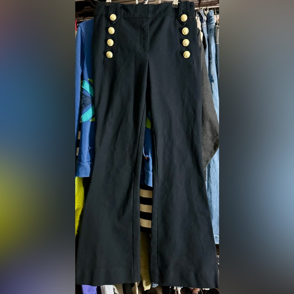 DEREK LAM 10 CROSBY ROBERTSON FLARE TROUSERS navy blue 6 - Picture 4 of 5
